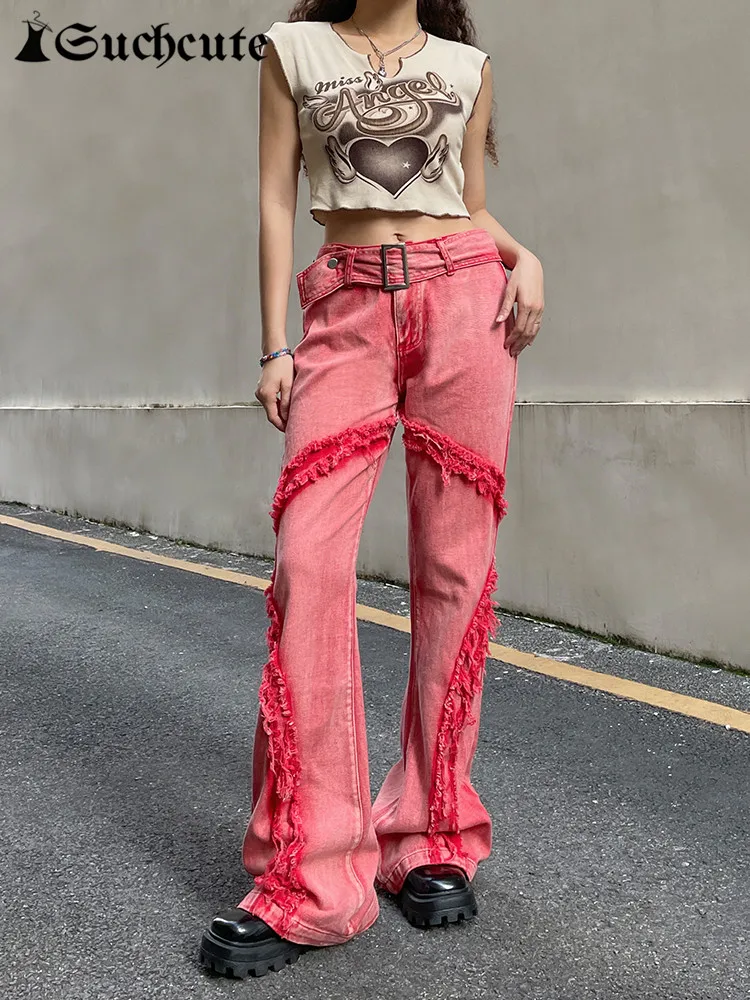 SUCHCUTE Streetwear Women Jeans Low Waist Korean Fashion Tassel Denim Trousers Harajuku Fairycore Kwaii Straight Pants Cute 90s
SUCHCUTE Streetwear Women Jeans Low Waist Korean Fashion Tassel Denim Trousers Harajuku Fairycore Kwaii Straight Pants Cute 90s