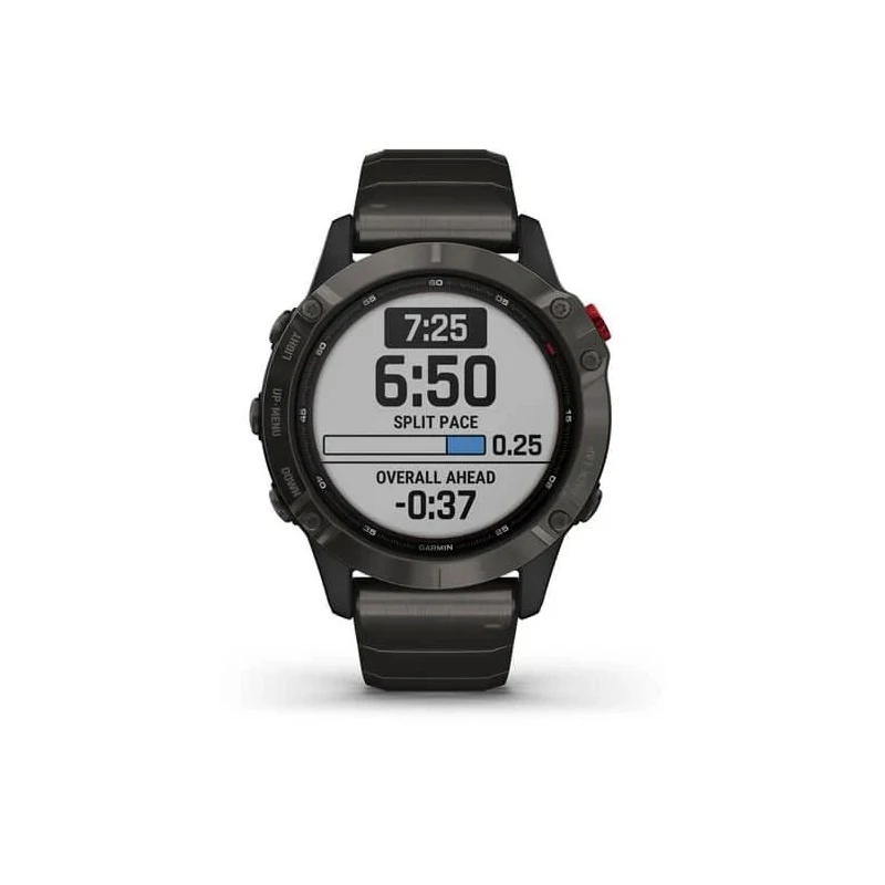 Умные часы Garmin Fenix 6 Pro Solar Carbon Gray with DLC Titanium Band 010-02410-23 1.3" вибросигнал серый карбон