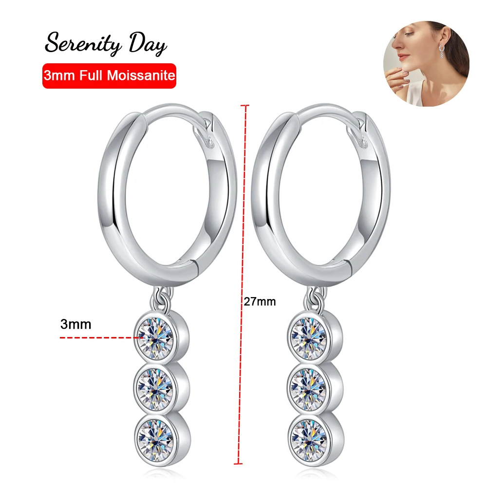 Serenity Day 100% Sterling Silver Stud Ear Fine Jewelry Inlaid Real D Color 3mm Full Moissanite Tassel Hoop Earrings For Women
Serenity Day 100% Sterling Silver Stud Ear Fine Jewelry Inlaid Real D Color 3mm Full Moissanite Tassel Hoop Earrings For Women