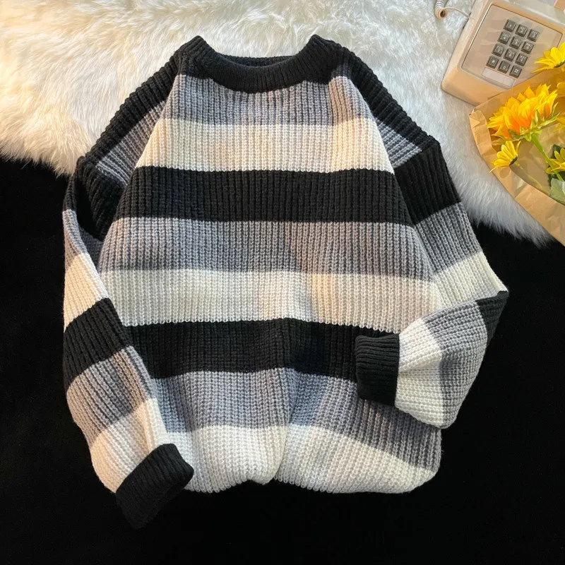 Sweater Pullovers Men Striped Design O-neck Fashion Ins Daily Knitting Soft All-match Loose Korean Style Casual Spring New Teens
Sweater Pullovers Men Striped Design O-neck Fashion Ins Daily Knitting Soft All-match Loose Korean Style Casual Spring New Teens