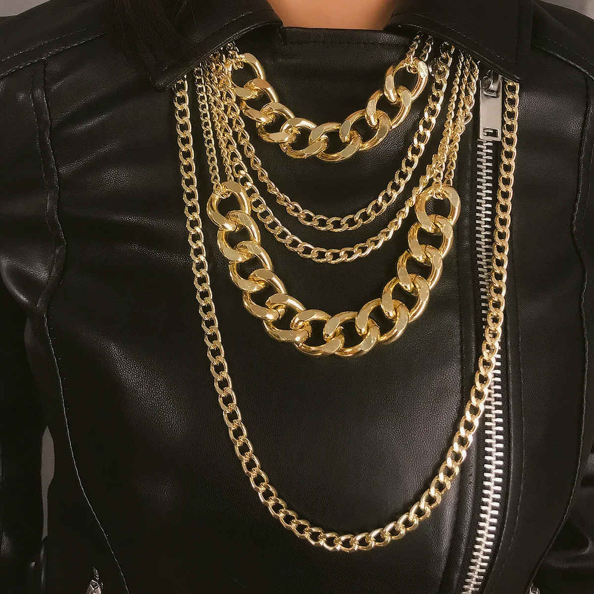 Punk hip hop mix and match Necklace female exaggerated multi-layer tassel metal chain necklace
Punk hip hop mix and match Necklace female exaggerated multi-layer tassel metal chain necklace