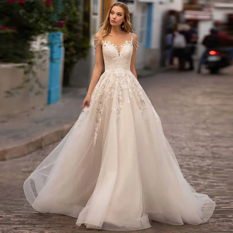 Luxury Beading Lace Wedding Dress 2022 Princess Scoop Floor Length Lace Appliques White Pearls robe de marie Backless Applique
Luxury Beading Lace Wedding Dress 2022 Princess Scoop Floor Length Lace Appliques White Pearls robe de marie Backless Applique