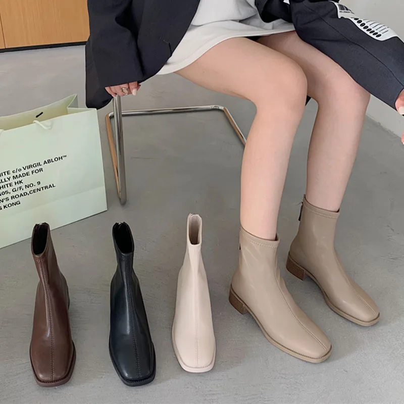 2022 Autumn Women Square Low Heel Brown Beige Ankle Boots Shoes Soft Leather Back Zipper Ladies Casual Martin Short Boot Shoes
2022 Autumn Women Square Low Heel Brown Beige Ankle Boots Shoes Soft Leather Back Zipper Ladies Casual Martin Short Boot Shoes