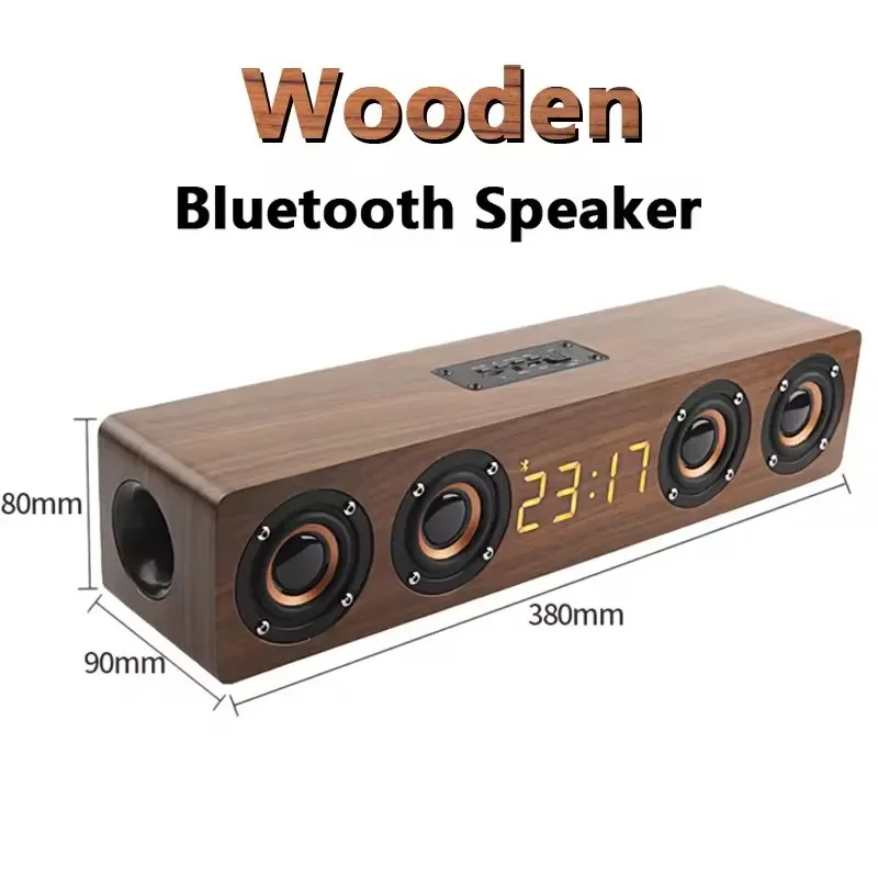 Деревянная Bluetooth-Колонка высокой мощности 4 динамика портативная Hi-Fi-Колонка для
