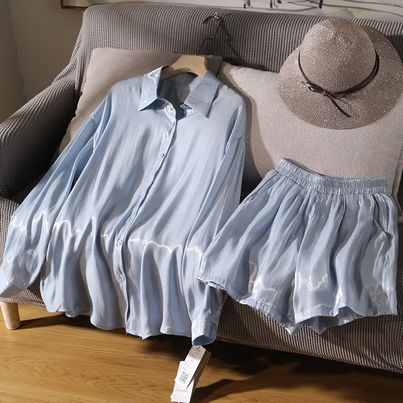 Two Piece Shorts Sets For Women 2022 Casual Polyester Shorts Set Lapel Long Sleeve Single Row Button Placket Elastic Waist Suit
Two Piece Shorts Sets For Women 2022 Casual Polyester Shorts Set Lapel Long Sleeve Single Row Button Placket Elastic Waist Suit
