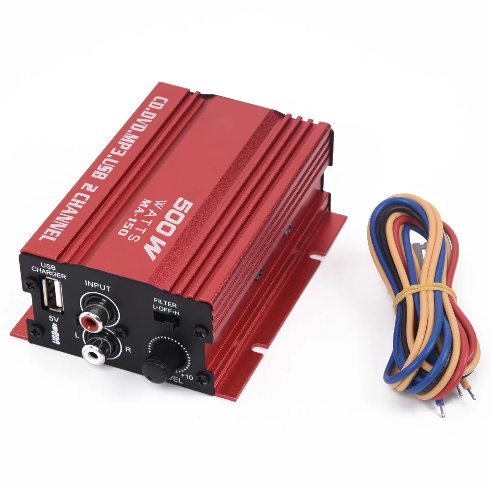 12V Cable Audio Amplifier 2 Channels Hi-Fi Stereo Amplifier Amp Subwoofer USB Port Aluminum Alloy Red 20Hz~20KHz
12V Cable Audio Amplifier 2 Channels Hi-Fi Stereo Amplifier Amp Subwoofer USB Port Aluminum Alloy Red 20Hz~20KHz