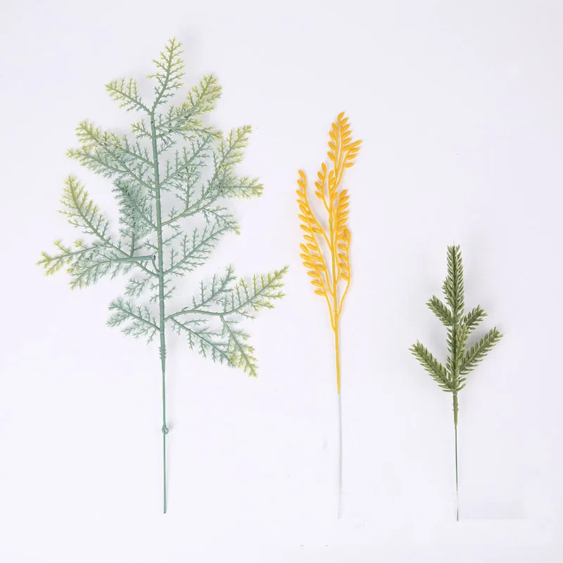 

100pcs Christmas Plants Artifical Pine needle tree branch wheat sheet Green leaf Xmas tree Wreath Home Decor DIY handcraft favor