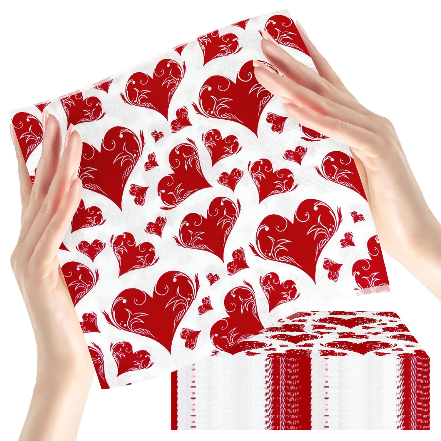 100PCS Valentine's Day Hearts Paper Napkin Disposable 33cm Foursquare Paper Cocktail Napkins for Wedding Party Family Dinner
100PCS Valentine's Day Hearts Paper Napkin Disposable 33cm Foursquare Paper Cocktail Napkins for Wedding Party Family Dinner