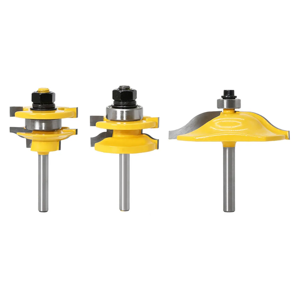 3PCS 1/4Shank Rail Stile Router Bits Matched Standard Woodworking Cutter Tenon Cutter For Cutting Solid Wood Laminate Plywood
3PCS 1/4Shank Rail Stile Router Bits Matched Standard Woodworking Cutter Tenon Cutter For Cutting Solid Wood Laminate Plywood