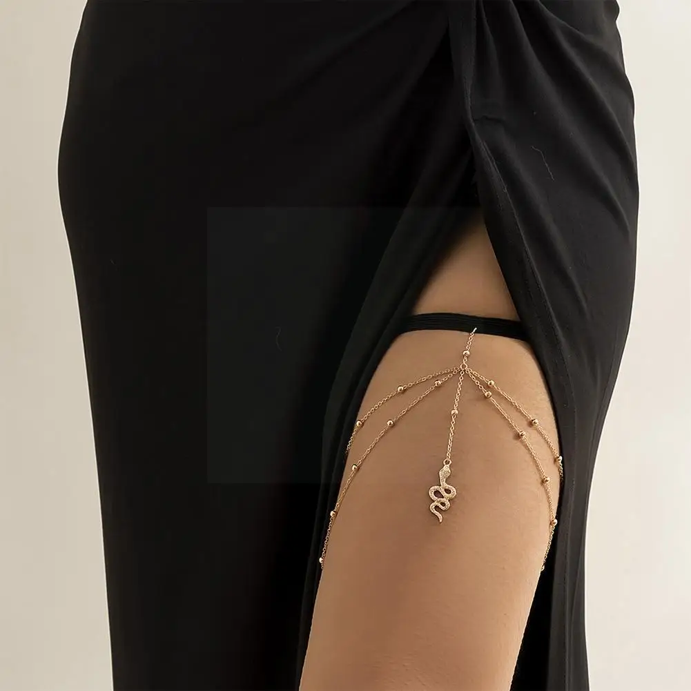 Punk Metal Snake Pendant Thigh Leg Chains for Women Lady Hippie Black Elastic Rope Beaded Body Chain Night Club Party Jewelry
Punk Metal Snake Pendant Thigh Leg Chains for Women Lady Hippie Black Elastic Rope Beaded Body Chain Night Club Party Jewelry