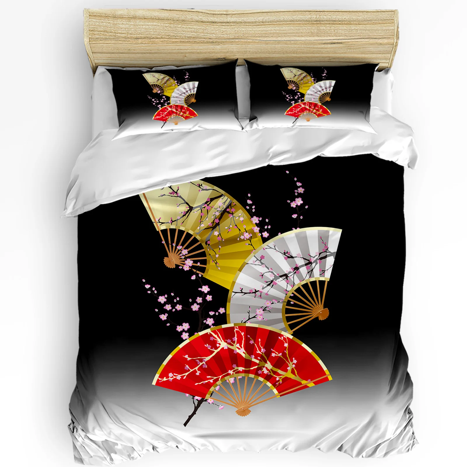 

Японский веер цветок сливы ветка пододеяльник постельное белье Комплект Домашней детской наволочки комплект постельного белья для спальни без простыни