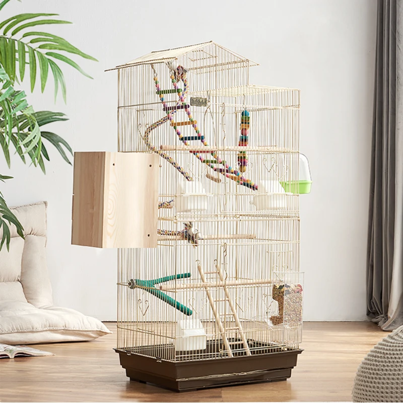 Electroplated Gold Bird Cages Large Reproduction Parrot Nest Home Luxury Villa Nests for Birds Double Deck Structure Parrot Cage
Electroplated Gold Bird Cages Large Reproduction Parrot Nest Home Luxury Villa Nests for Birds Double Deck Structure Parrot Cage