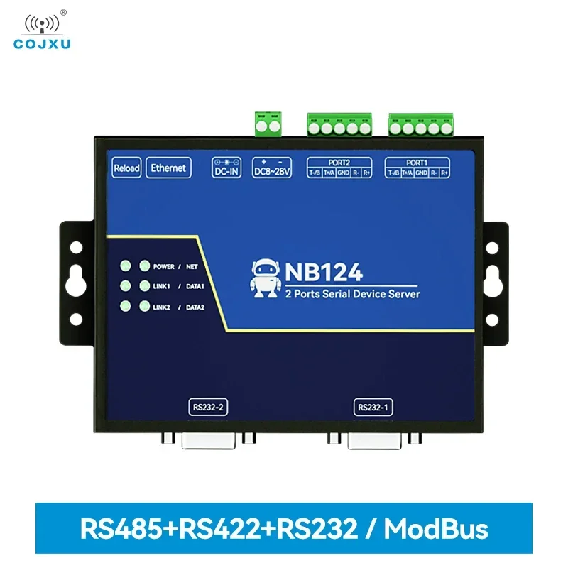 COJXU 2 Channel RS485/RS232/RS422 to Ethnernet Serial Server NB124E POE TCP UDP MQTT HTTP Modbus Gateway TCP- RTU Watchdog
COJXU 2 Channel RS485/RS232/RS422 to Ethnernet Serial Server NB124E POE TCP UDP MQTT HTTP Modbus Gateway TCP- RTU Watchdog