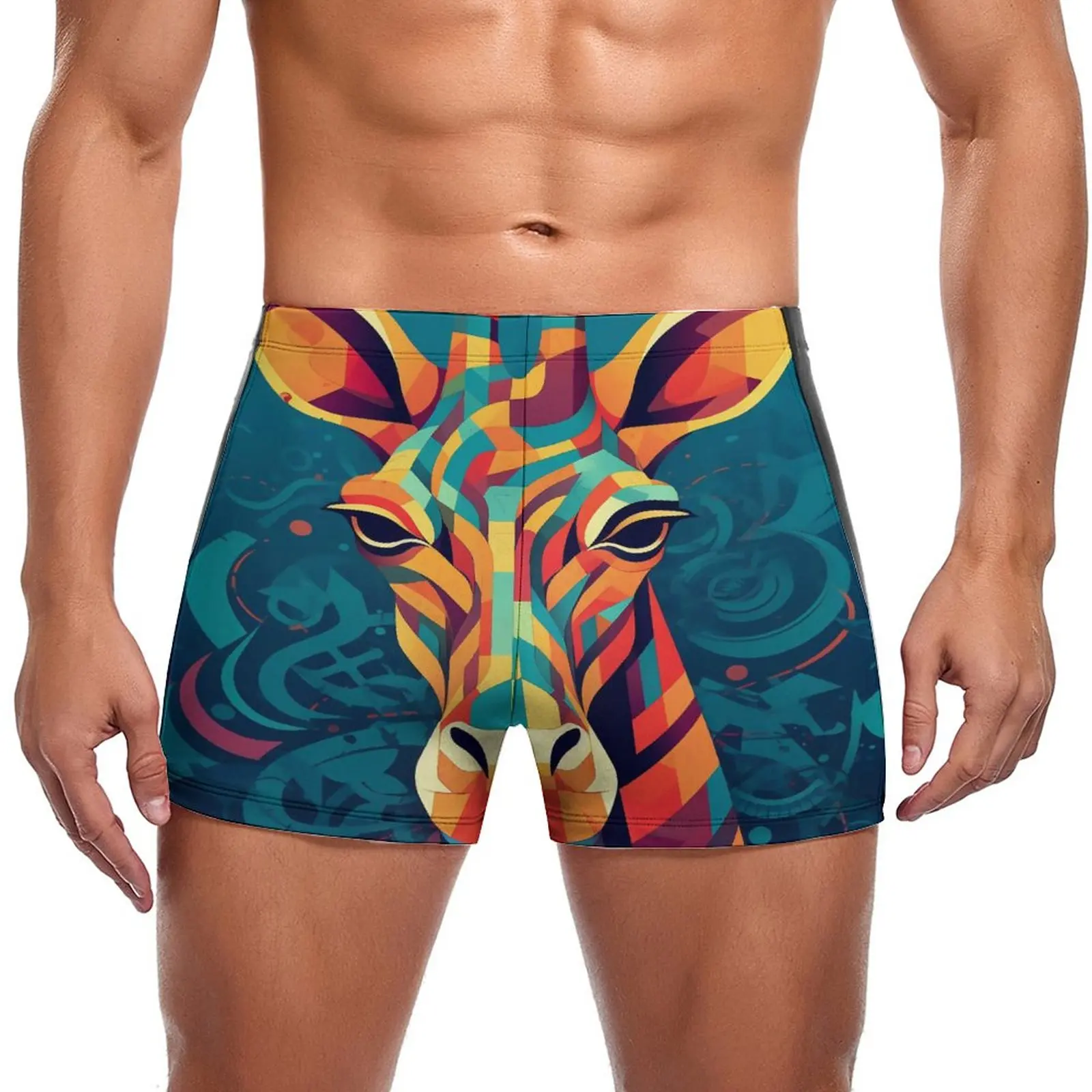 Плавательные плавки с жирафом граффити красочные модные плавки боксеры пуш-ап мужские пляжные купальники