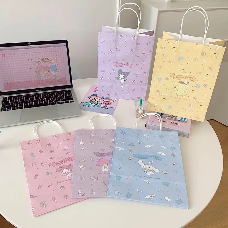 

Kawaii Kuromi Cinnamoroll My Melody KT Kraft Paper Bag Sanrio Anime Large Capacity Gift Bag Birthday Gift Packaging Bag