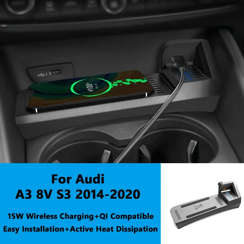 15W Car Phone QI Wireless Charger For Audi A3 8V S3 2014-2021 Accessory Interior Retrofit Phone Wireless Charging Panel
15W Car Phone QI Wireless Charger For Audi A3 8V S3 2014-2021 Accessory Interior Retrofit Phone Wireless Charging Panel
