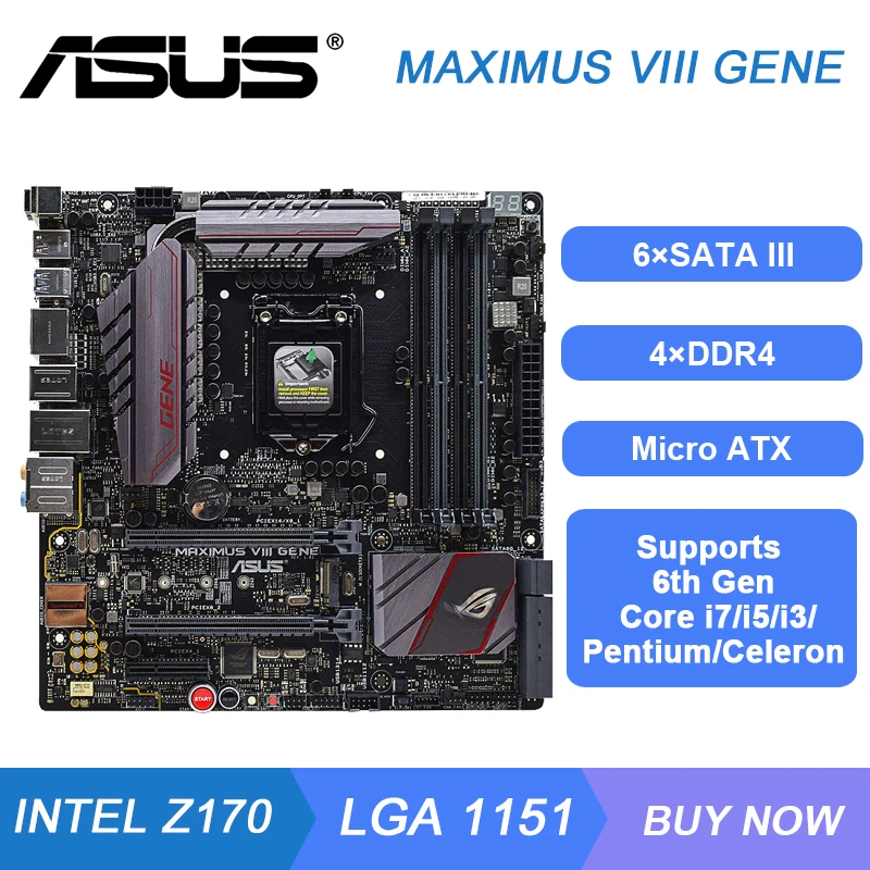 1151 Motherboard ASUS ROG MAXIMUS VIII GENE Motherboard 1151Intel Z170 DDR4 64GB PCI-E 3.0 USB3.1 Micro ATX For Core i3-6300 cpu
1151 Motherboard ASUS ROG MAXIMUS VIII GENE Motherboard 1151Intel Z170 DDR4 64GB PCI-E 3.0 USB3.1 Micro ATX For Core i3-6300 cpu