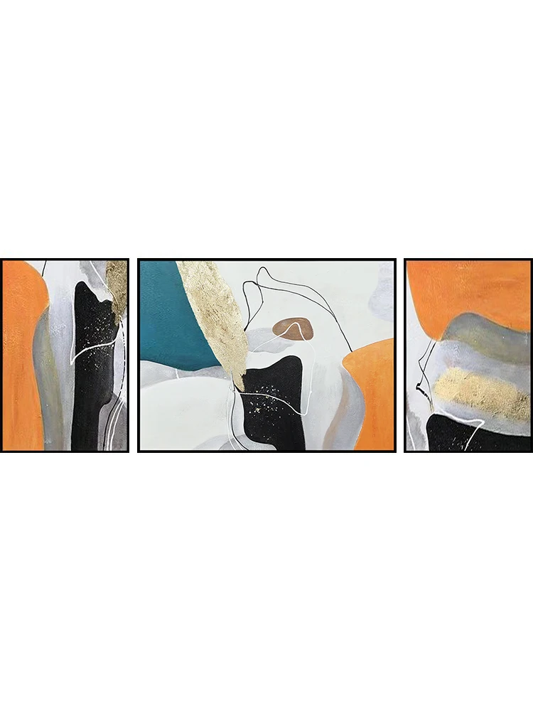 Hand-painted oil painting, orange gold, abstract art, modern simplicity, triplet,light luxury style,sofa background,wall hanging
Hand-painted oil painting, orange gold, abstract art, modern simplicity, triplet,light luxury style,sofa background,wall hanging