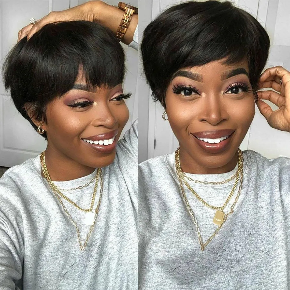Glueless Pixie Cut Wig Short Bob Straight Human Hair Full machine Made Wig For Black Women Natural Hairline
Glueless Pixie Cut Wig Short Bob Straight Human Hair Full machine Made Wig For Black Women Natural Hairline