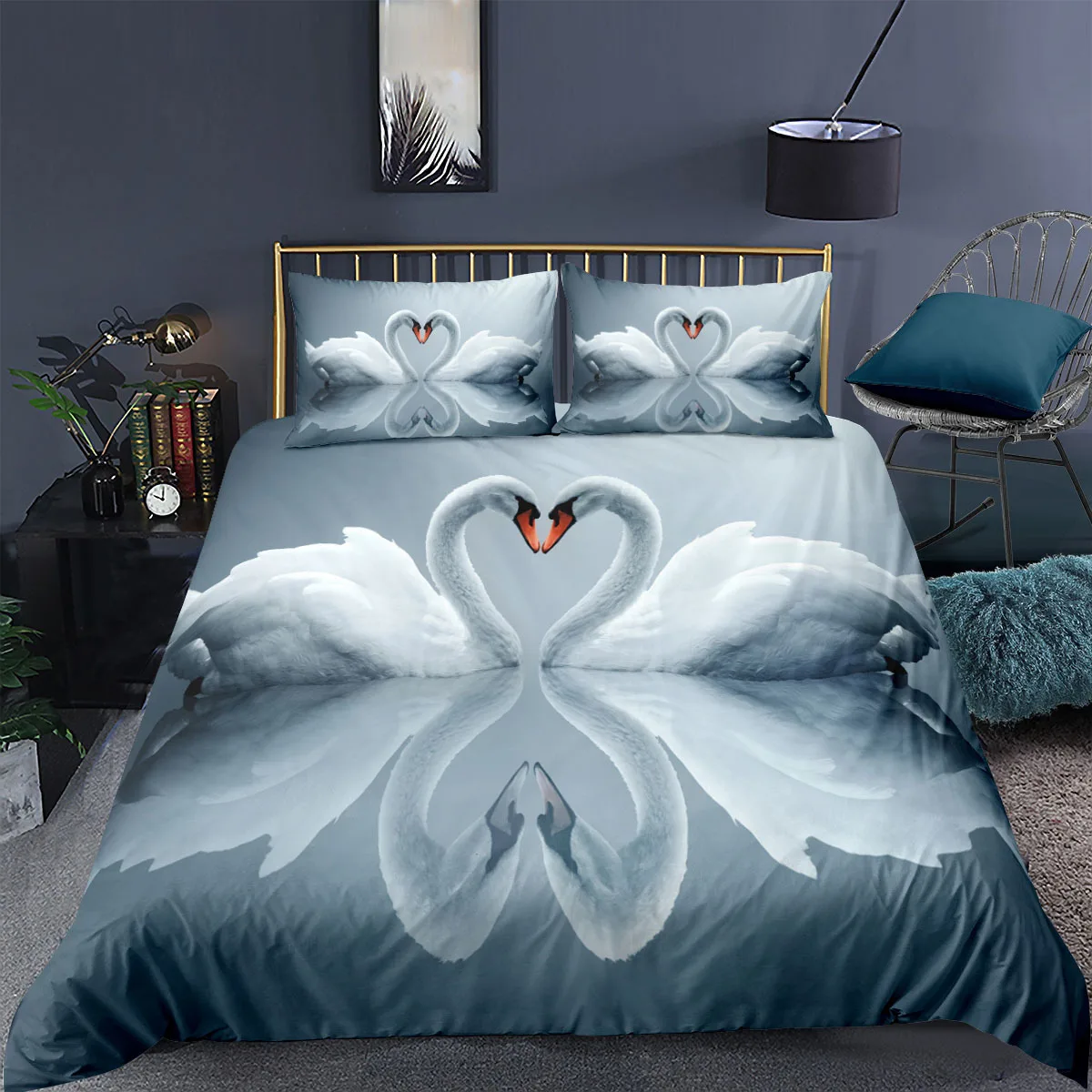 Swan Duvet Cover Set White Swan Lake Comforter Cover Twin Ocean White Swan Polyester Bedding Set for Couple Valentine's Day Gift
Swan Duvet Cover Set White Swan Lake Comforter Cover Twin Ocean White Swan Polyester Bedding Set for Couple Valentine's Day Gift