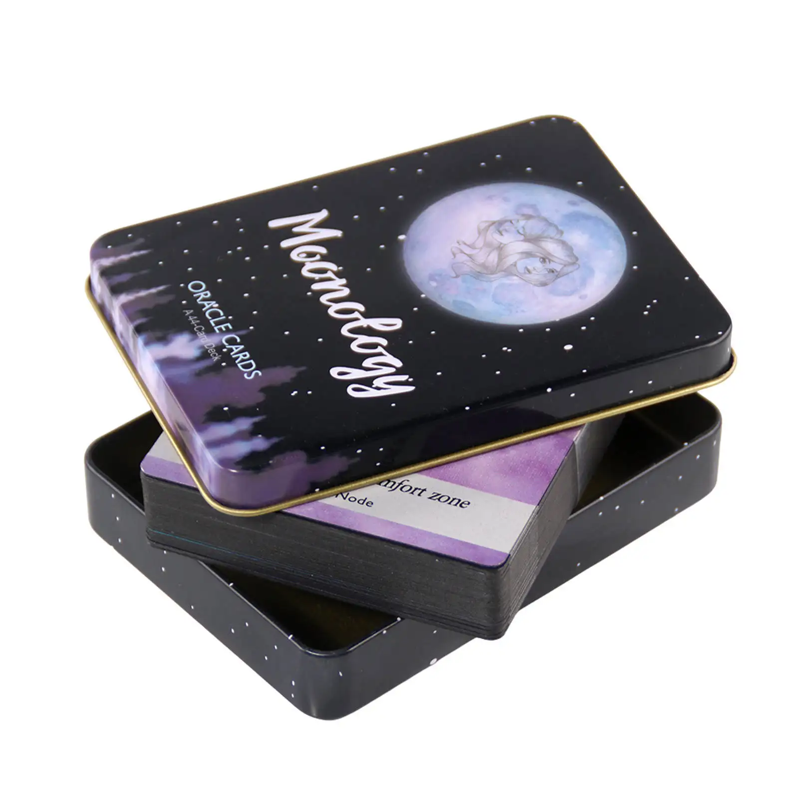 Moonology Современная колода ведьмы Таро в жестяной коробке с позолоченными краями
Moonology Современная колода ведьмы Таро в жестяной коробке с позолоченными краями