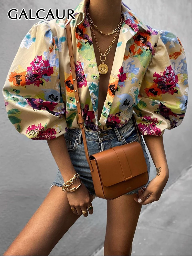 GALCAUR Print Shirt For Female V Neck Lantern Long Sleeve Sexy Chic Elegant Blouses Women 2022 Spring Fashion Clothing New Style
GALCAUR Print Shirt For Female V Neck Lantern Long Sleeve Sexy Chic Elegant Blouses Women 2022 Spring Fashion Clothing New Style