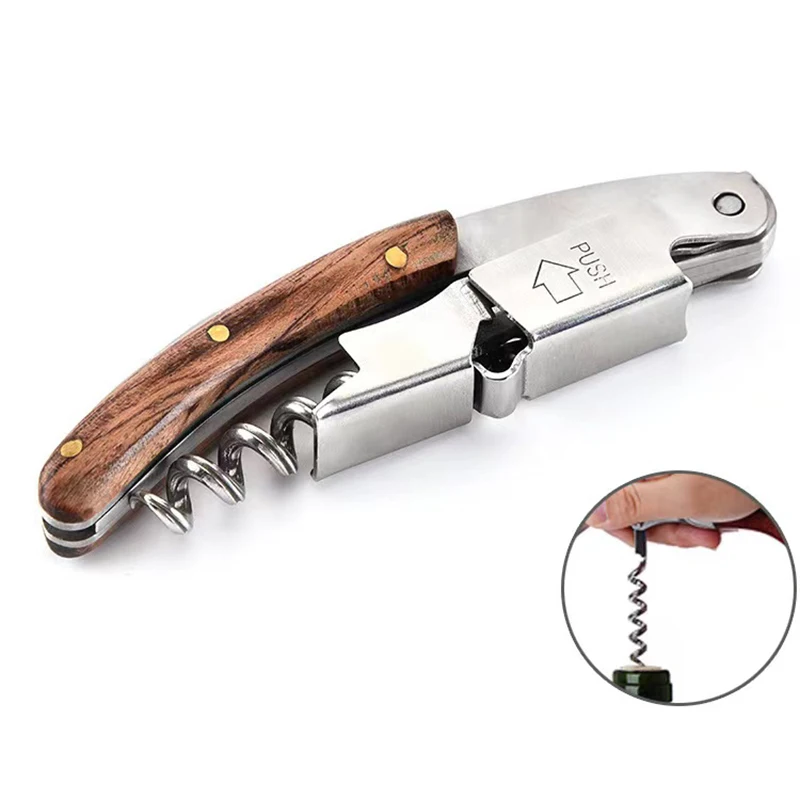 Multifunction Wood Handle Professional Red Wine Opener Portable Screw Corkscrew Wine Bottle Opener Foil Cutter Kitchen Tools
Multifunction Wood Handle Professional Red Wine Opener Portable Screw Corkscrew Wine Bottle Opener Foil Cutter Kitchen Tools
