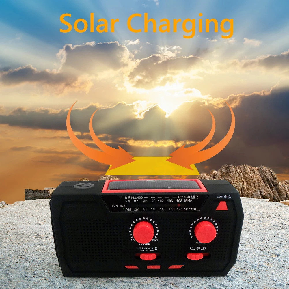 AM/FM/WB аварийный радиоприемник с аккумулятором 2000 мА/ч Bluetooth-совместимый 5,0 солнечное зарядное устройство SOS сигнализация Поддержка TF USB флэш-диск/плеер
AM/FM/WB аварийный радиоприемник с аккумулятором 2000 мА/ч Bluetooth-совместимый 5,0 солнечное зарядное устройство SOS сигнализация Поддержка TF USB флэш-диск/плеер