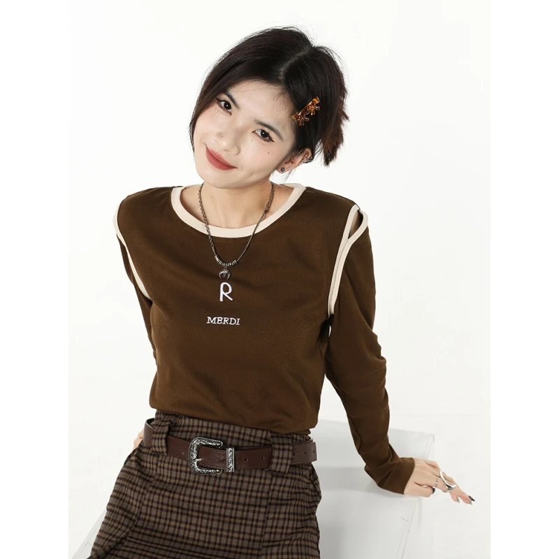 Women's Clothes Brown Tops Splicing Hollow Out Letter Printing American Fashion Vintage Loose Autumn New Long Sleeve Tops
Women's Clothes Brown Tops Splicing Hollow Out Letter Printing American Fashion Vintage Loose Autumn New Long Sleeve Tops
