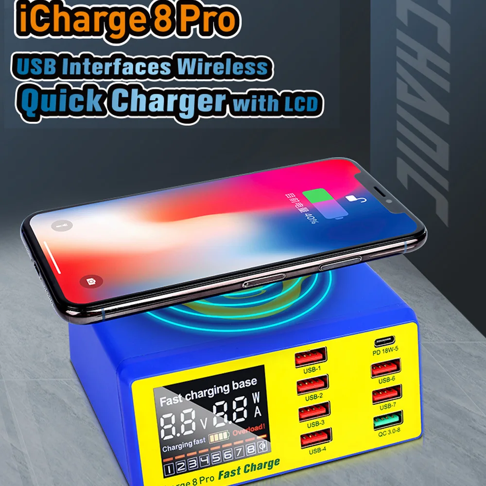 Беспроводная умная зарядка MECHANIC ICharge 8 Pro QC 3,0 8 USB-порт Беспроводная зарядная док-станция с ЖК-дисплеем для быстрой зарядки
Беспроводная умная зарядка MECHANIC ICharge 8 Pro QC 3,0 8 USB-порт Беспроводная зарядная док-станция с ЖК-дисплеем для быстрой зарядки