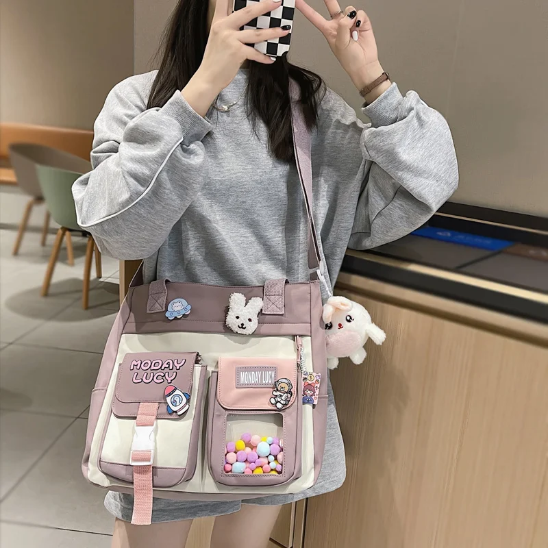 Sweet Design Cross Schoolbag for Girls Autumn Nylon Kawaii Waterproof Crossbody Bag Korean Color Contrast Students Shoulder Bags 
Sweet Design Cross Schoolbag for Girls Autumn Nylon Kawaii Waterproof Crossbody Bag Korean Color Contrast Students Shoulder Bags