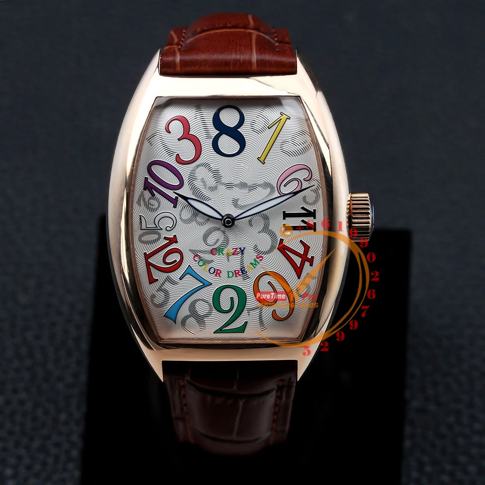 Cintree Curvex Crazy Hour Automatic Mens Watch Rose Gold Silver Color Dreams Dial Brown Leather Swisstime Reloj Hombre 2023
Cintree Curvex Crazy Hour Automatic Mens Watch Rose Gold Silver Color Dreams Dial Brown Leather Swisstime Reloj Hombre 2023