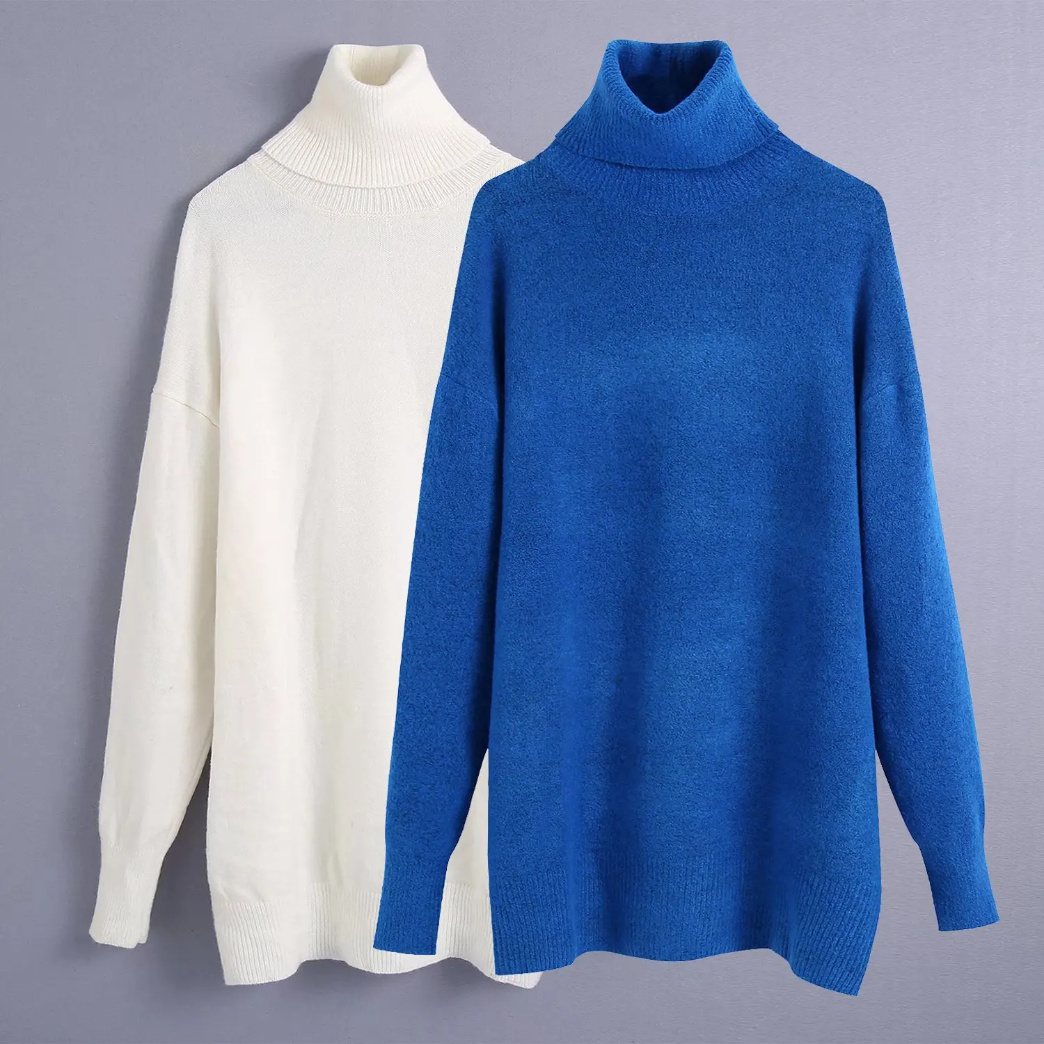 Blue Color Oversized Blue Color Knit Sweater Pullovers Long Sleeves High Neck Casual Woman Chic Tops
Blue Color Oversized Blue Color Knit Sweater Pullovers Long Sleeves High Neck Casual Woman Chic Tops
