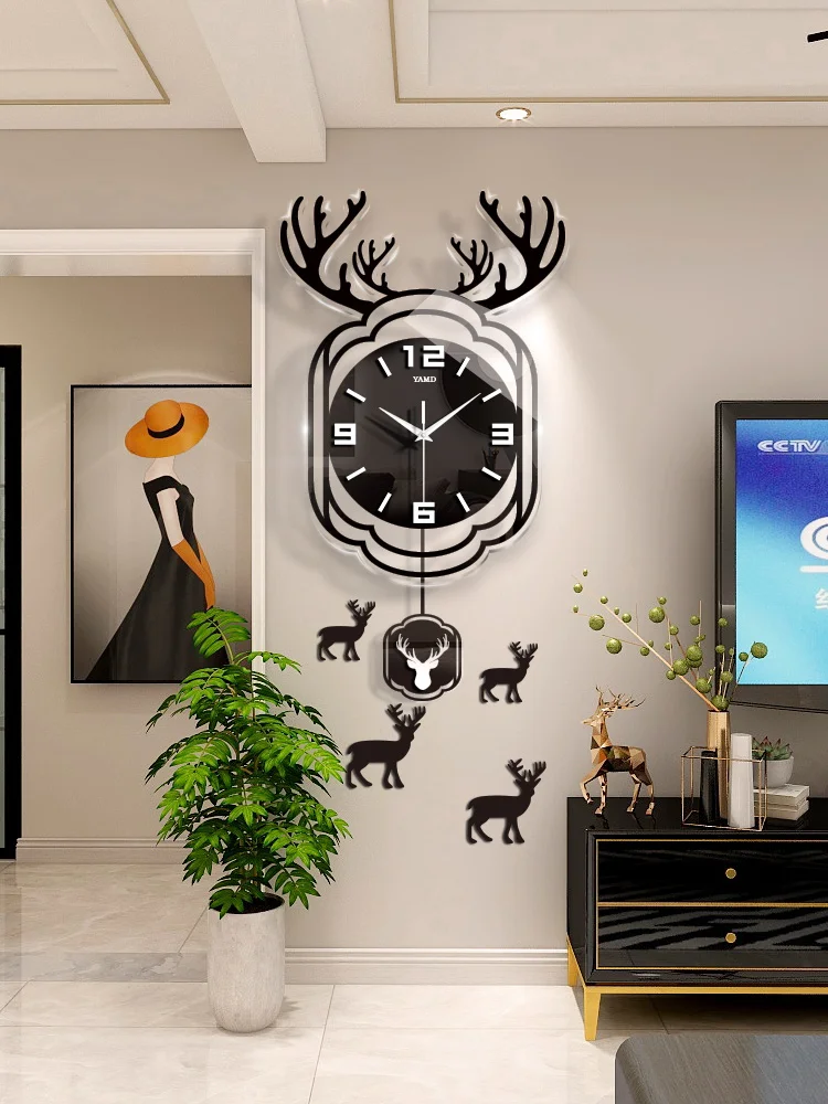 

Fashion Creative Wall Clock Living Room Deer Head Nordic Luxury Large Wall Clock Modern Design reloj de pared Home Decoration