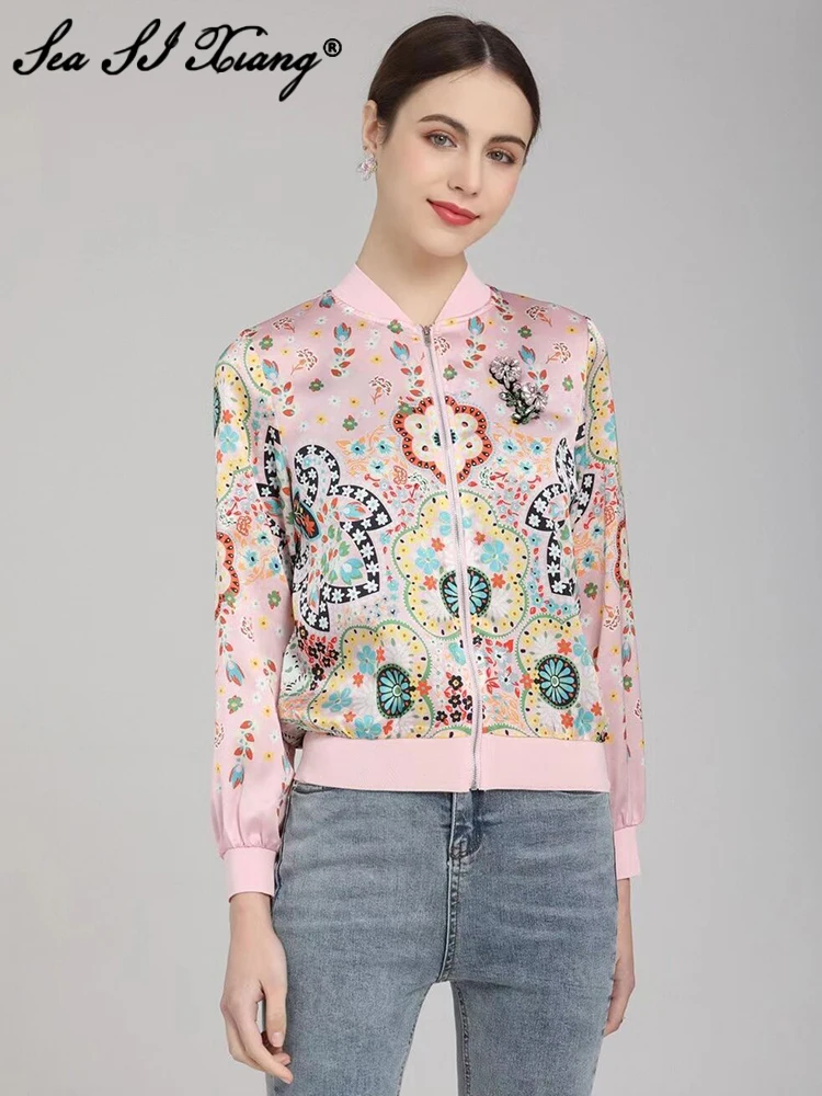 Seasixiang Fashion Designer Summer Jacket Women Stand Collar Long Sleeve Crystal Diamond Casual Print Outwear
Seasixiang Fashion Designer Summer Jacket Women Stand Collar Long Sleeve Crystal Diamond Casual Print Outwear