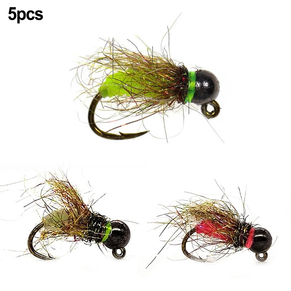 5pcs Fly Hook Trout Fishing Lures Fast Sinking Tungsten Bead Head Nymph Fly Bait Metal + Plastic Fly Hooks Fish Tackle Accessory
5pcs Fly Hook Trout Fishing Lures Fast Sinking Tungsten Bead Head Nymph Fly Bait Metal + Plastic Fly Hooks Fish Tackle Accessory