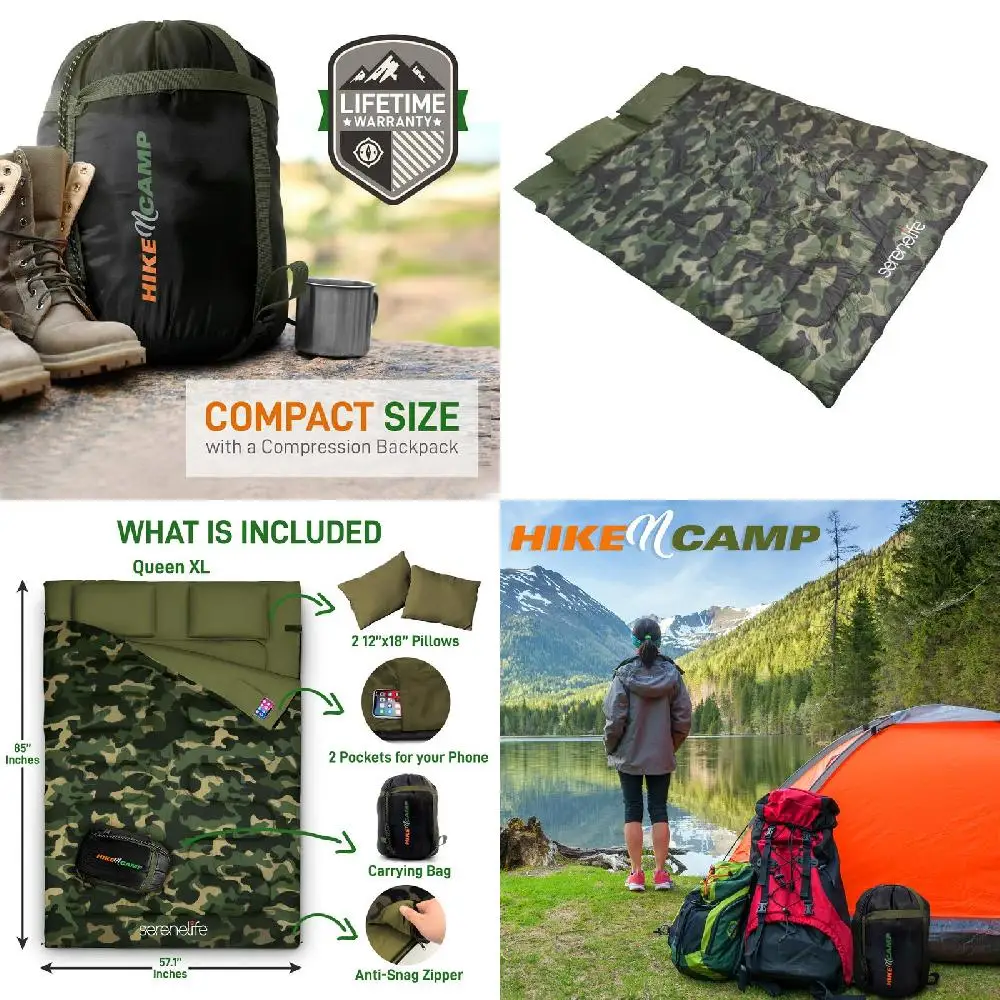esthetic Quality. Lightweight, Waterproof, Aesthetic Quality Double Sleeping Bag with Two Pillows, Includes Carrying Bag for Cam
esthetic Quality. Lightweight, Waterproof, Aesthetic Quality Double Sleeping Bag with Two Pillows, Includes Carrying Bag for Cam