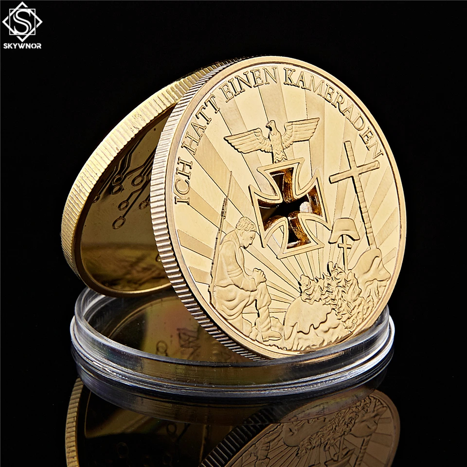 Позолоченная монета с крестом времен Второй мировой войны и времен Второй мировой войны, Ich Hatt Einen Kameraden сувенирные металлические монеты
Позолоченная монета с крестом времен Второй мировой войны и времен Второй мировой войны, Ich Hatt Einen Kameraden сувенирные металлические монеты