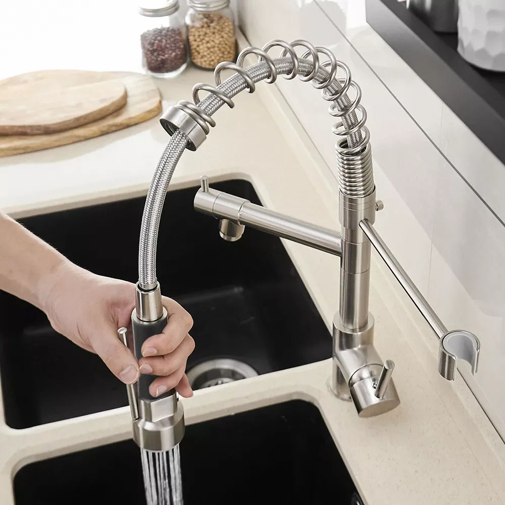 Spring Style Kitchen Faucet Brushed Nickel Faucet Pull Out Torneira All Around Rotate Swivel Water Outlet Mixer Tap 866026
Spring Style Kitchen Faucet Brushed Nickel Faucet Pull Out Torneira All Around Rotate Swivel Water Outlet Mixer Tap 866026
