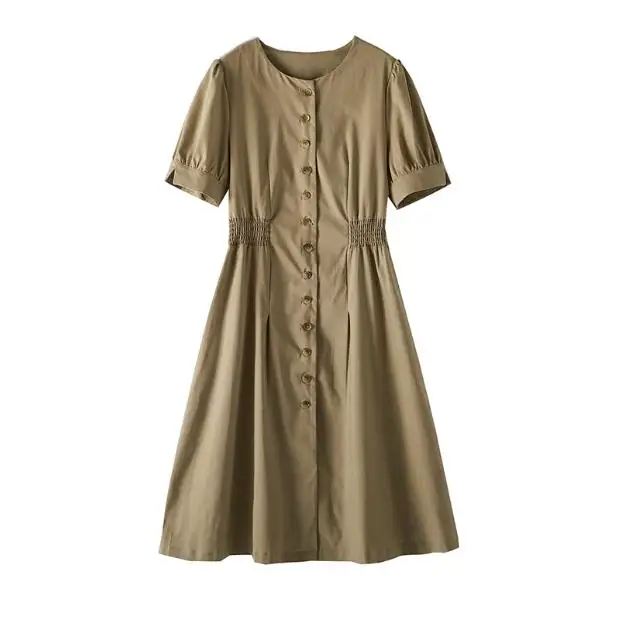 Female college student looks slim and tall, short sleeved elastic waist up dress
Female college student looks slim and tall, short sleeved elastic waist up dress