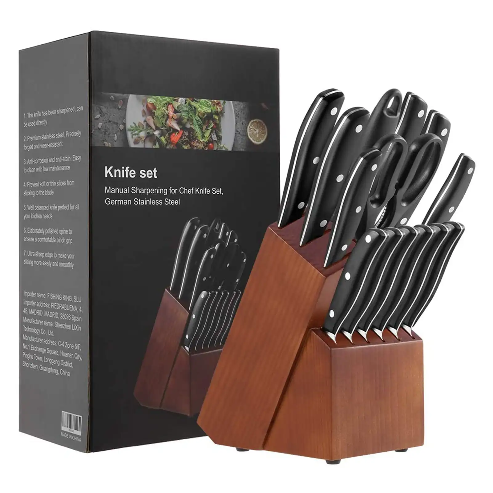 15 Knife Block Set - Pro Kitchen Knife Set Ultra Sharp High Carbon Stainless Steel with Ergonomic Handle
15 Knife Block Set - Pro Kitchen Knife Set Ultra Sharp High Carbon Stainless Steel with Ergonomic Handle