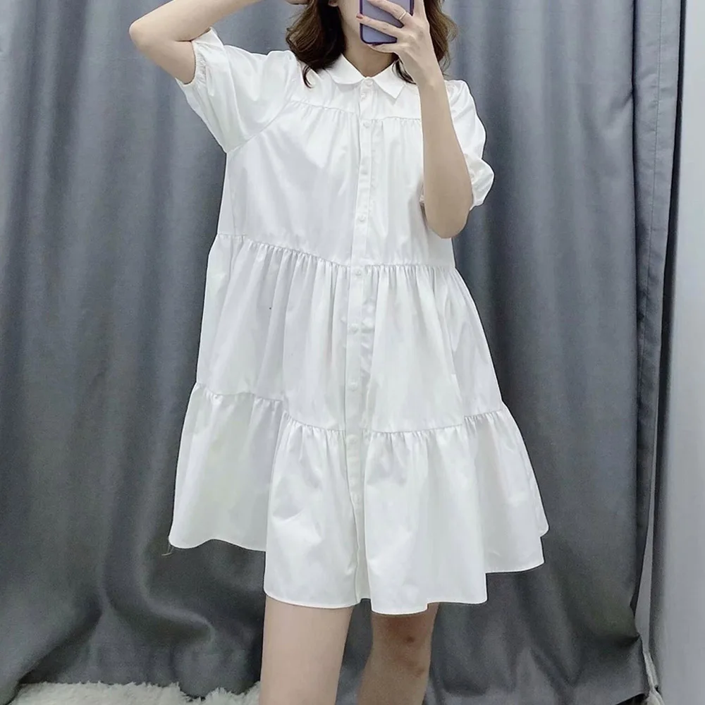 Women's Mini Dress Summer Short-sleeved Shirt Collar White 2022 New Slim Simple Single-breasted One-piece Sweet Female Dresses
Women's Mini Dress Summer Short-sleeved Shirt Collar White 2022 New Slim Simple Single-breasted One-piece Sweet Female Dresses
