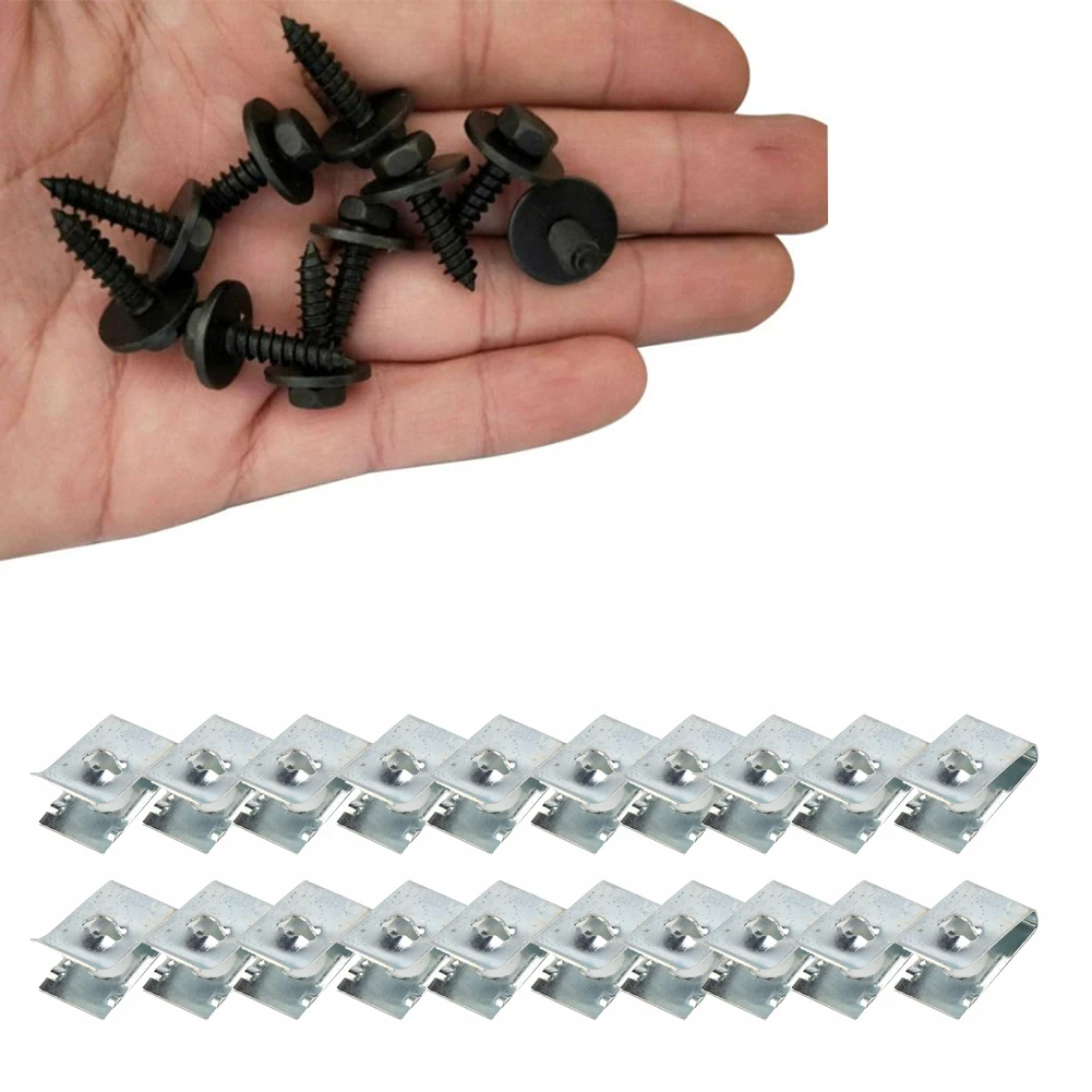 

20 Set U Nut Hex Screw For BMW Speed Fastener Undertray Sheet Metal Clip Fixing Engine Guard Washers Car Body Fender Bumper