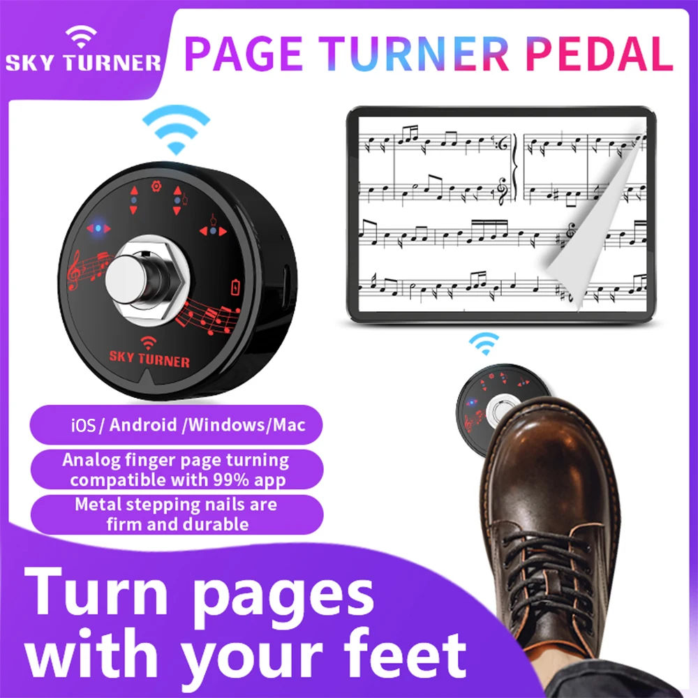 Page Turner Pedal Rechargeable Wireless Foot Switch for Tablet Smartphone Electronic Music Scores E-books PPT Pictures Videos
Page Turner Pedal Rechargeable Wireless Foot Switch for Tablet Smartphone Electronic Music Scores E-books PPT Pictures Videos