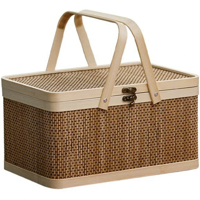 Natural -Friendly Woven Basket Bamboo Picnic Basket With Lid Handheld Snacks Bread Storage Basket
Natural -Friendly Woven Basket Bamboo Picnic Basket With Lid Handheld Snacks Bread Storage Basket