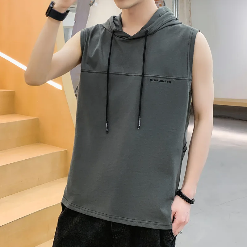 Summer Sleeveless Men's Vest CottonTT-shirt Korean Style Slim-Fit Hoodie Sports Fitness Sleeveless T-shirt Fashionable Embroider 
Summer Sleeveless Men's Vest CottonTT-shirt Korean Style Slim-Fit Hoodie Sports Fitness Sleeveless T-shirt Fashionable Embroider