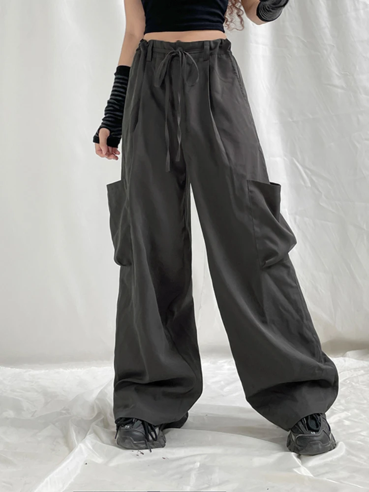 YIKUO Gray Casual Baggy Wide Leg Trousers Women Korean Fashion Drawstring High Waist Streetwear Pockets Hippie Cargo Pants
YIKUO Gray Casual Baggy Wide Leg Trousers Women Korean Fashion Drawstring High Waist Streetwear Pockets Hippie Cargo Pants