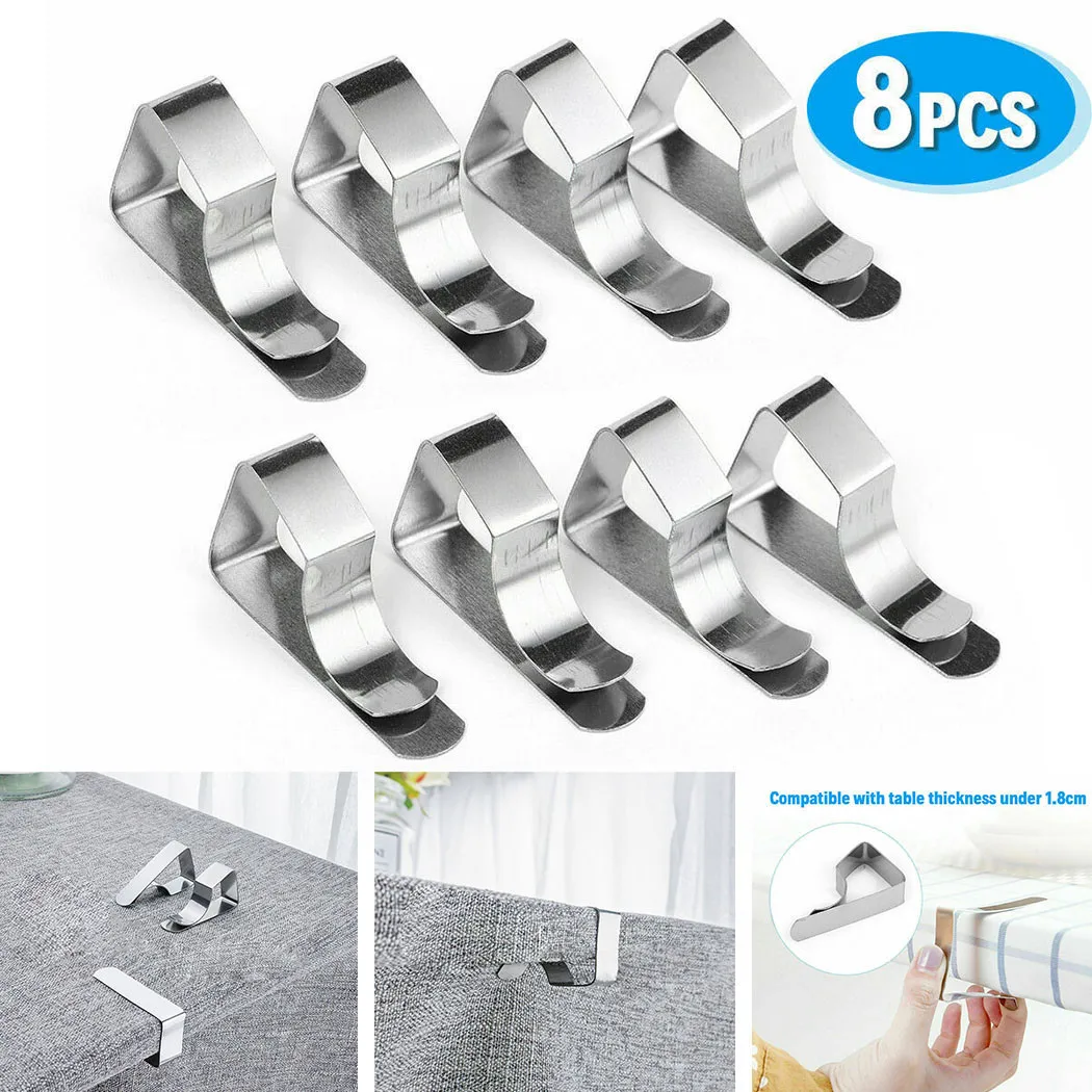8pcs Stainless Steel Anti-Slip Tablecloth Clamps Securing Stand Holder Camping Desk Table Cloth Cover Fix Clips Kitchen Tools
8pcs Stainless Steel Anti-Slip Tablecloth Clamps Securing Stand Holder Camping Desk Table Cloth Cover Fix Clips Kitchen Tools
