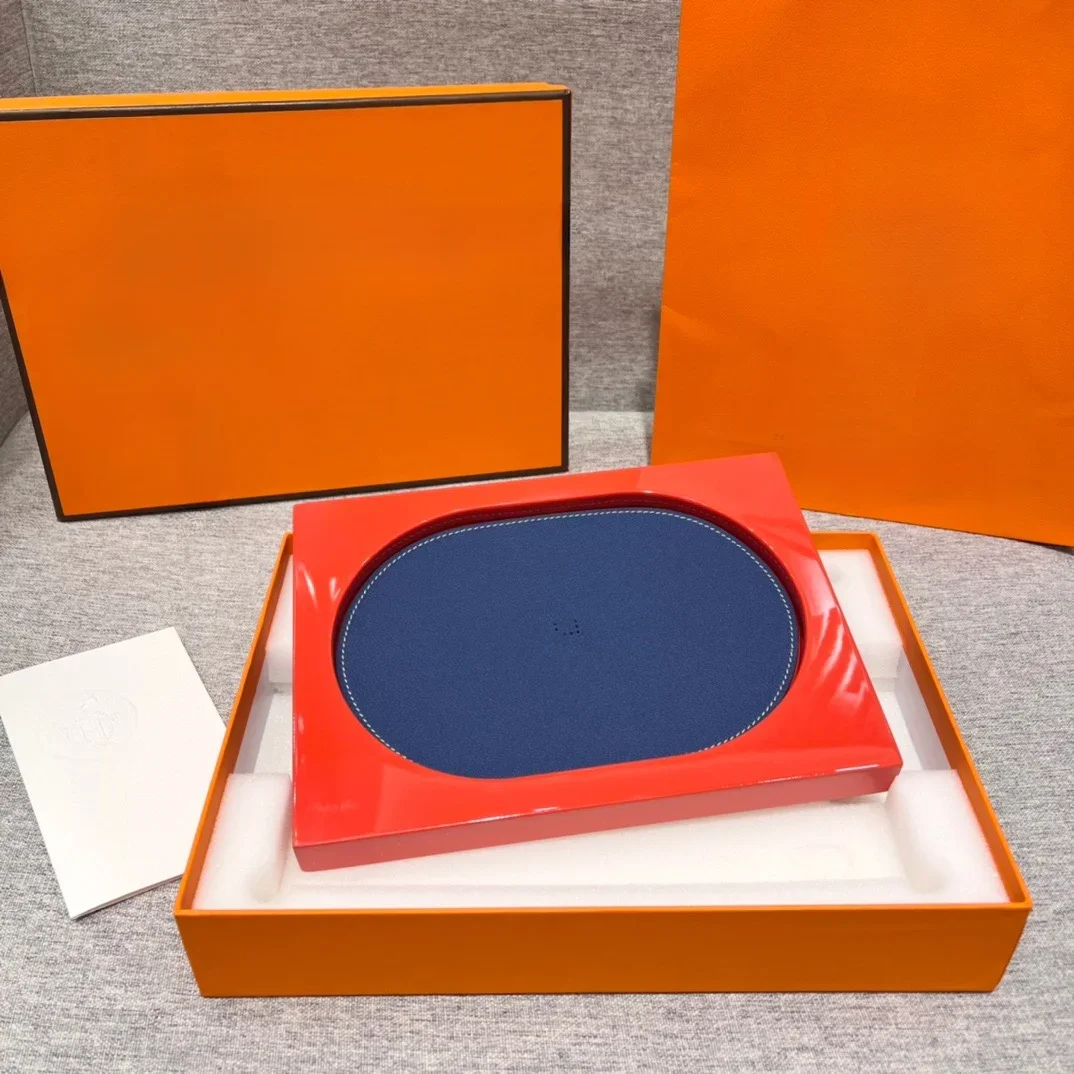 

New storage tray, lacquered wooden cowhide mat, matte lacquer, handmade craftsmanship, multi-color selection orange gift box
