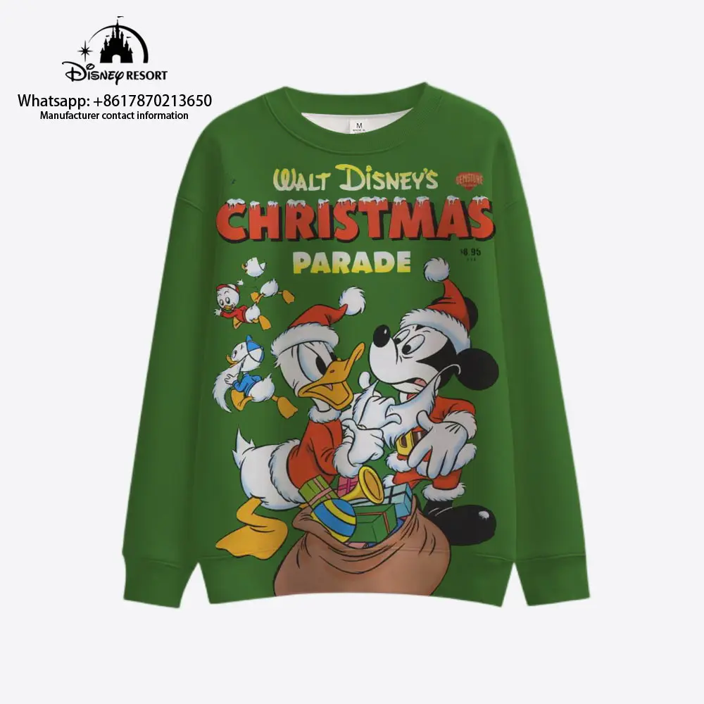 

New Merry Christmas Disney Stitch and Mickey Minnie Fall Harajuku Crew Neck Casual Women's Long Sleeve Sweatshirt Ladies Top Y2K